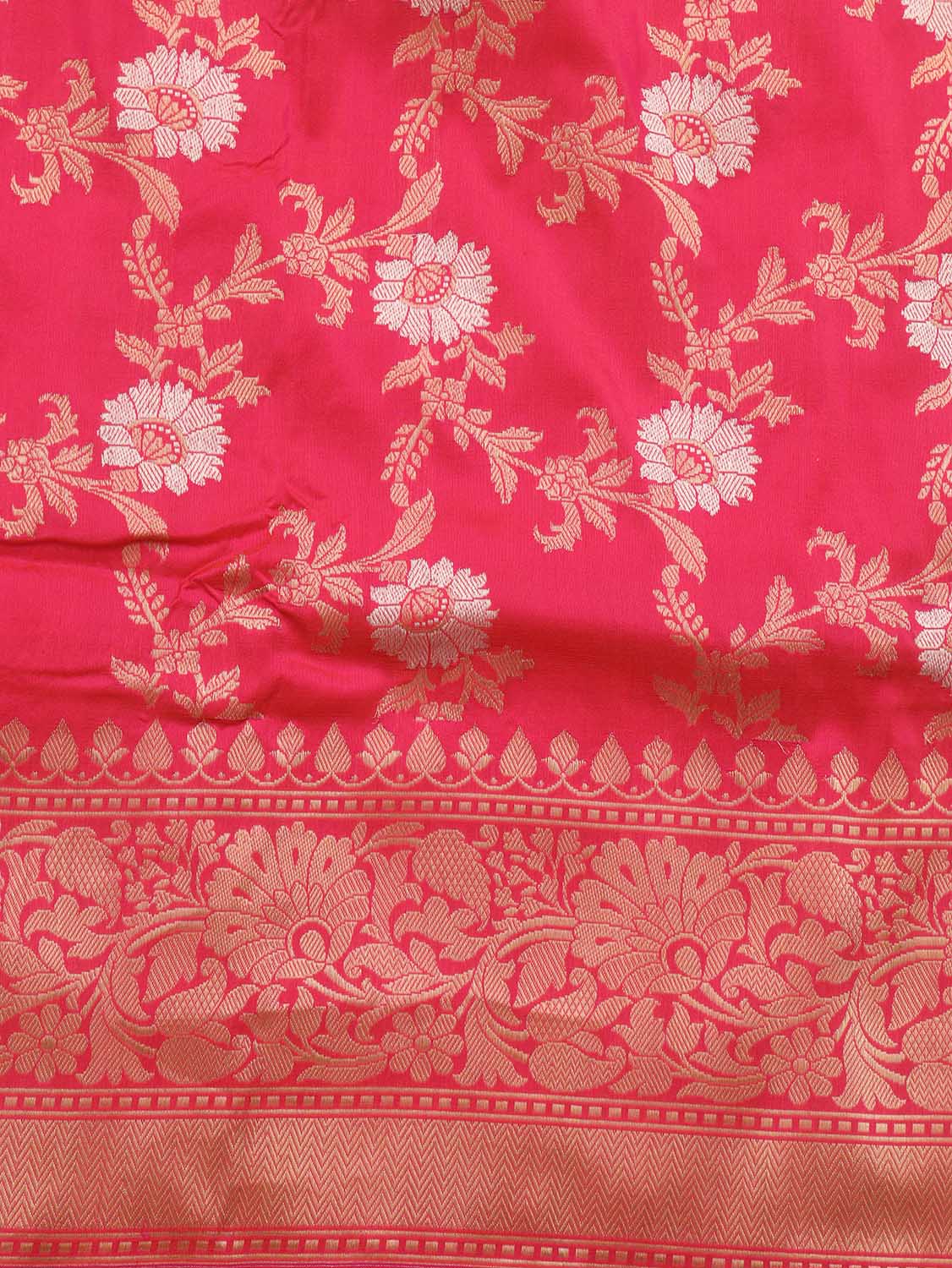 Pink Shot Banarasi Handloom Pure Katan Silk Kadwa Saree - Luxurion World