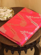 Pink Shot Banarasi Handloom Pure Katan Silk Kadwa Saree - Luxurion World