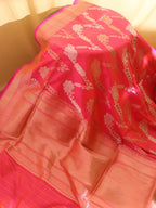 Pink Shot Banarasi Handloom Pure Katan Silk Kadwa Saree - Luxurion World