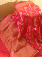 Pink Shot Banarasi Handloom Pure Katan Silk Kadwa Saree - Luxurion World