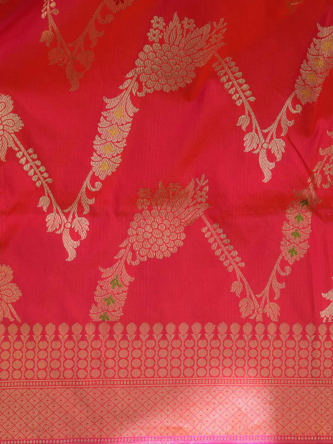 Pink Shot Banarasi Handloom Pure Katan Silk Kadwa Saree - Luxurion World