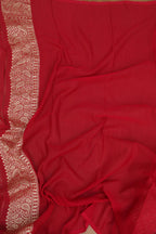 Pink And Red Banarasi Handloom Pure Georgette Saree - Luxurion World
