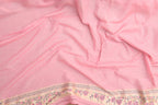 Pink Handloom Banarasi Pure Moonga Silk Meenakari Saree - Luxurion World