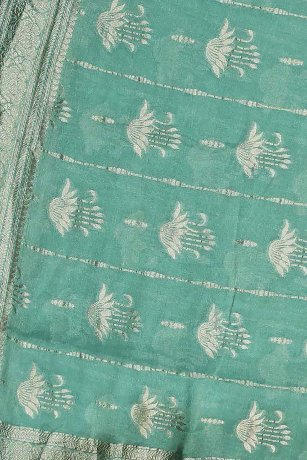 Elegant Blue Handloom Banarasi Pure Tissue Georgette Saree - Luxurion World