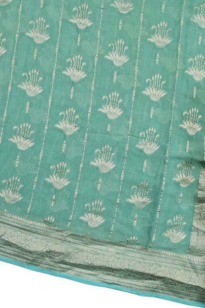 Elegant Blue Handloom Banarasi Pure Tissue Georgette Saree - Luxurion World