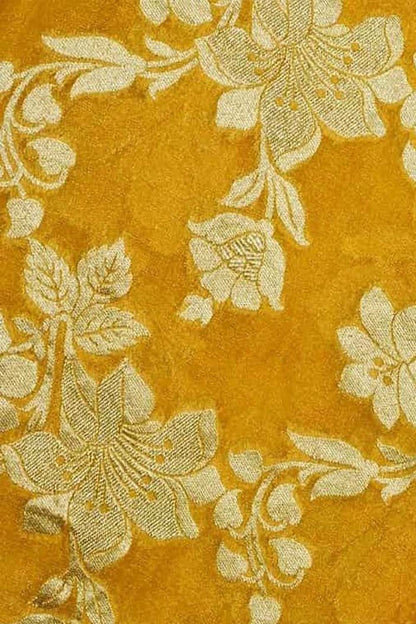 Stunning Yellow Handloom Banarasi Pure Tissue Georgette Saree - Luxurion World