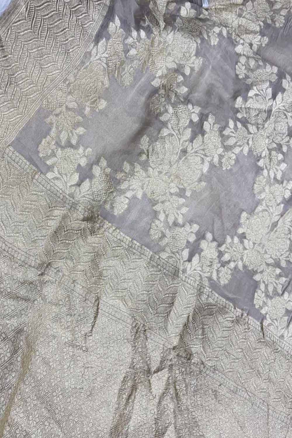 Dyeable Handloom Banarasi Pure Tissue Georgette Saree - Luxurion World