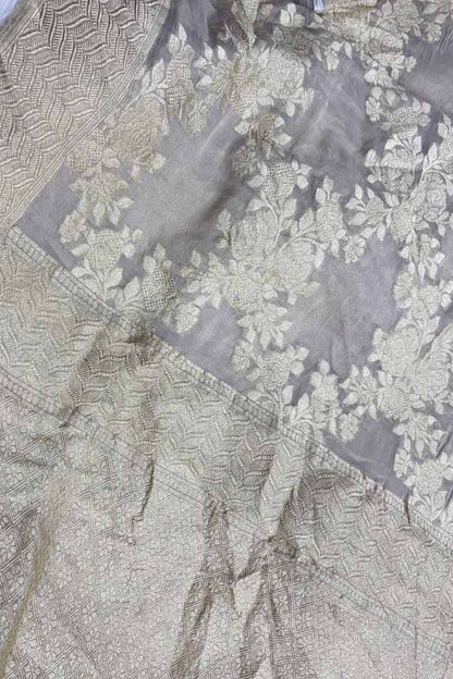 Dyeable Handloom Banarasi Pure Tissue Georgette Saree - Luxurion World