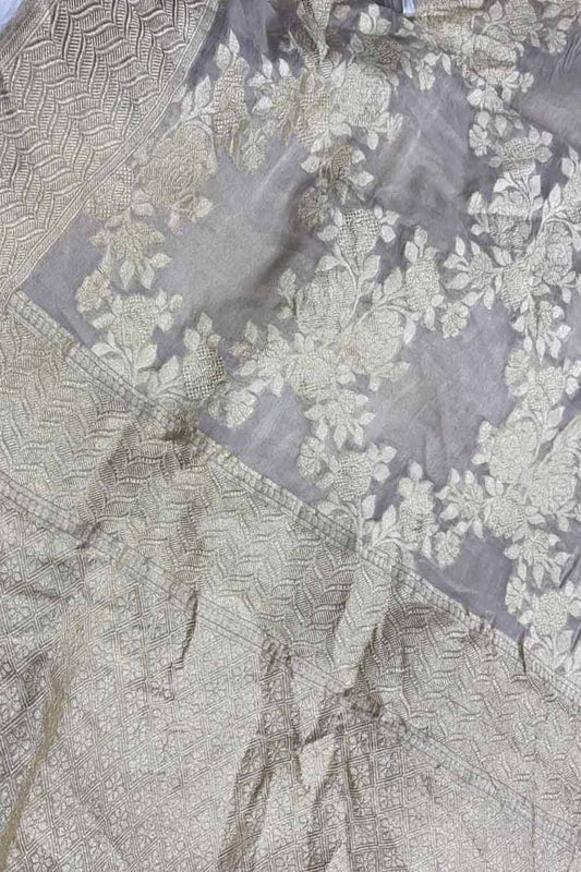 Dyeable Handloom Banarasi Pure Tissue Georgette Saree - Luxurion World