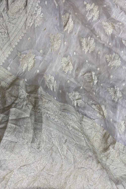 Dyeable Handloom Banarasi Pure Tissue Georgette Saree - Luxurion World