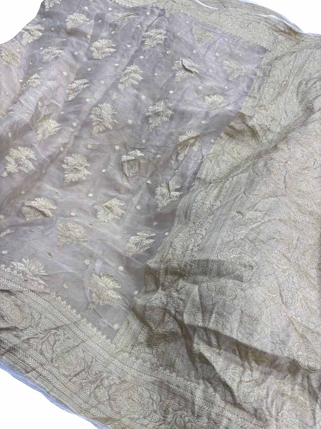 Dyeable Handloom Banarasi Pure Tissue Georgette Saree - Luxurion World