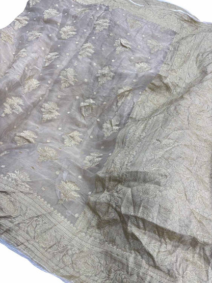 Dyeable Handloom Banarasi Pure Tissue Georgette Saree - Luxurion World