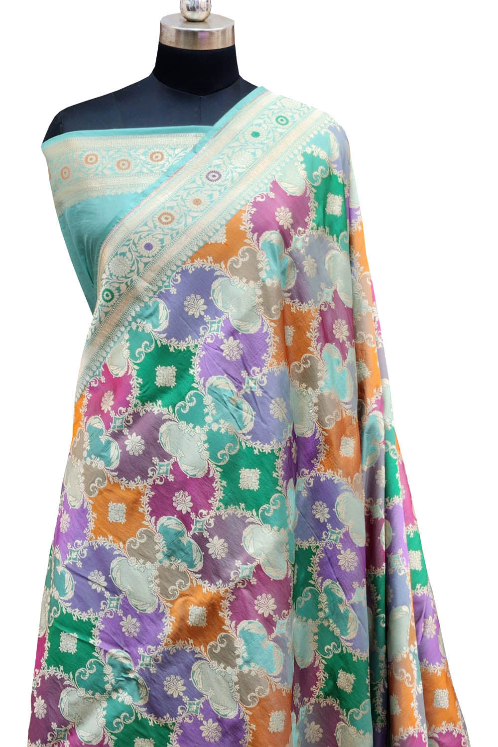 Exquisite Multicolor Handloom Banarasi Pure Katan Silk Rangkat Saree - Luxurion World