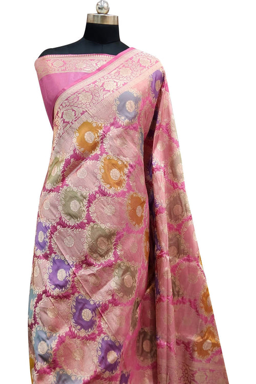 Exquisite Multicolor Handloom Banarasi Pure Katan Silk Rangkat Saree - Luxurion World