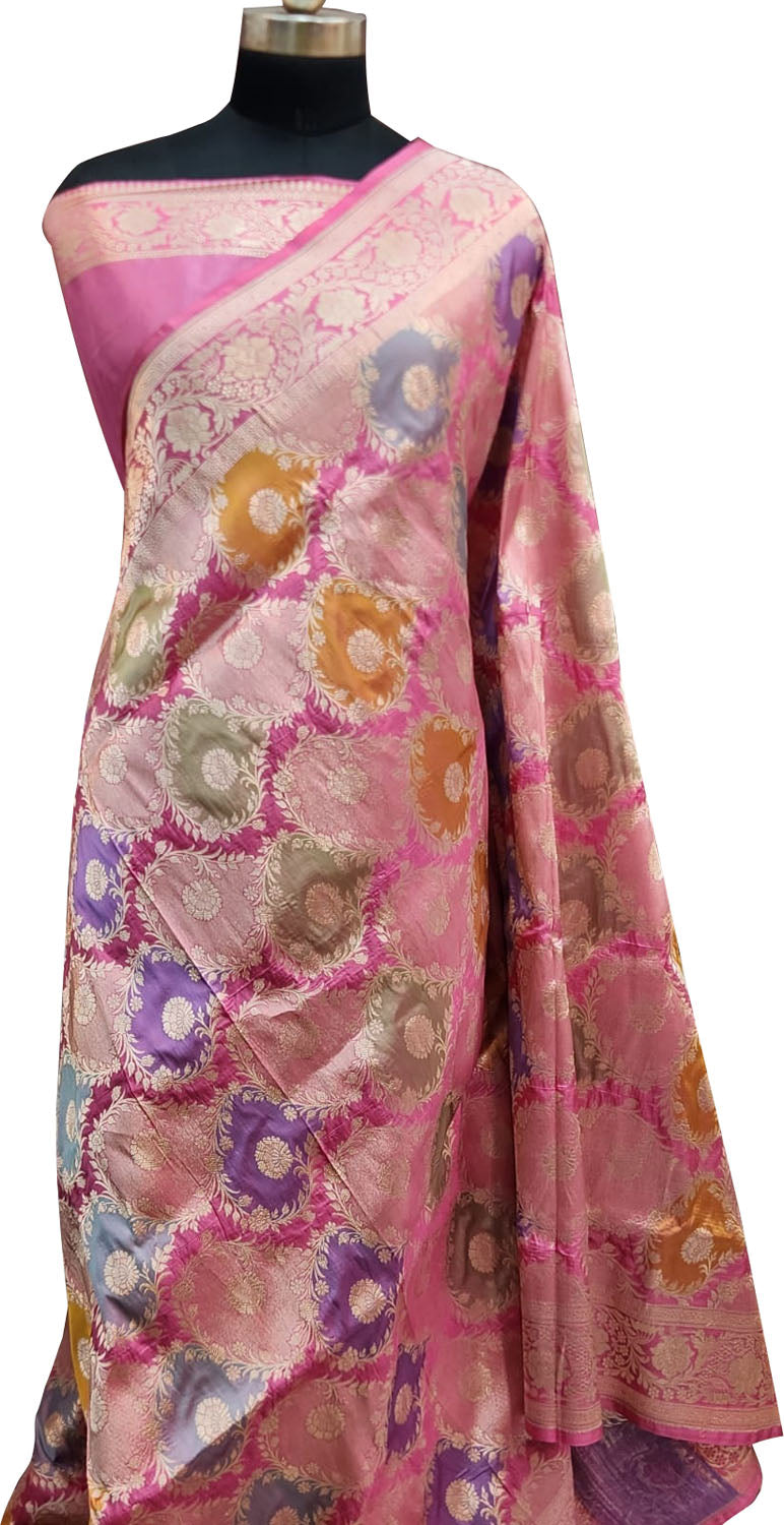 Exquisite Multicolor Handloom Banarasi Pure Katan Silk Rangkat Saree - Luxurion World