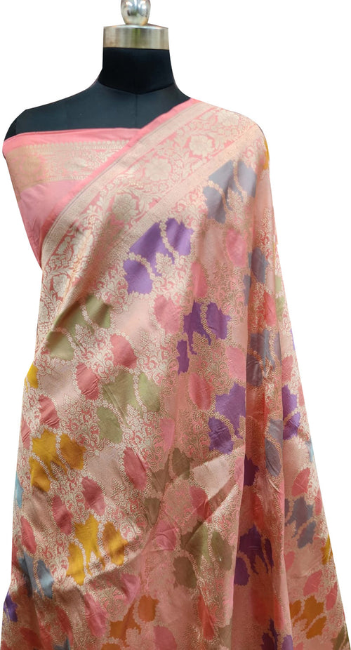 Exquisite Multicolor Handloom Banarasi Pure Katan Silk Rangkat Saree - Luxurion World