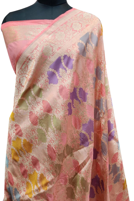 Exquisite Multicolor Handloom Banarasi Pure Katan Silk Rangkat Saree - Luxurion World