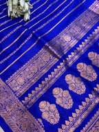 Blue Handloom Banarasi Pure Katan Silk Flower Design Saree