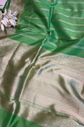 Green Handloom Banarasi Pure Katan Silk Flower Design Saree