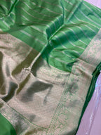 Green Handloom Banarasi Pure Katan Silk Flower Design Saree