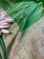 Green Handloom Banarasi Pure Katan Silk Flower Design Saree