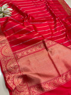 Red Handloom Banarasi Pure Katan Silk Flower Design Saree
