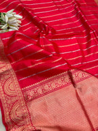 Red Handloom Banarasi Pure Katan Silk Flower Design Saree
