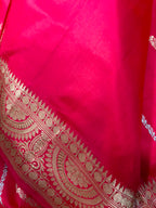 Red Handloom Banarasi Pure Katan Silk Flower Design Saree