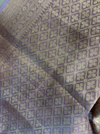 Purple Banarasi Tissue Silk Saree — Woven Stripes, Bridal & Puja Wear