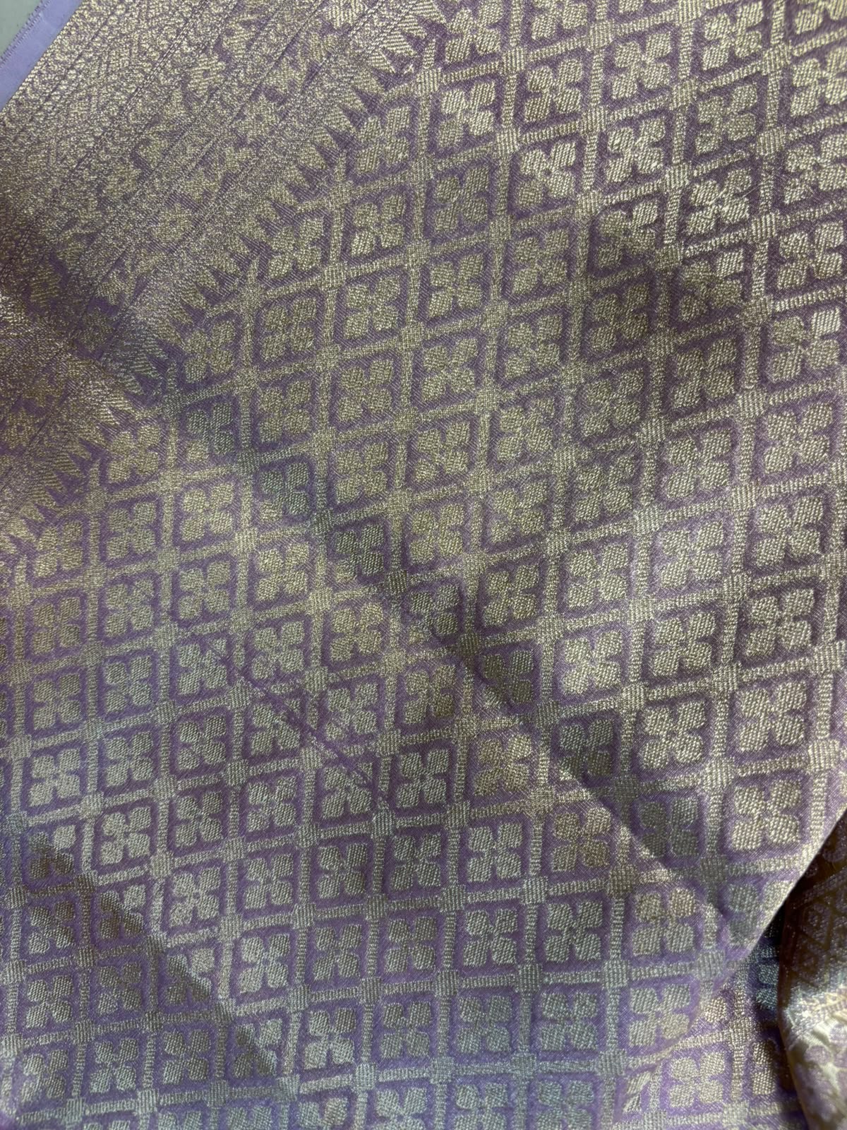 Purple Banarasi Tissue Silk Saree — Woven Stripes, Bridal & Puja Wear
