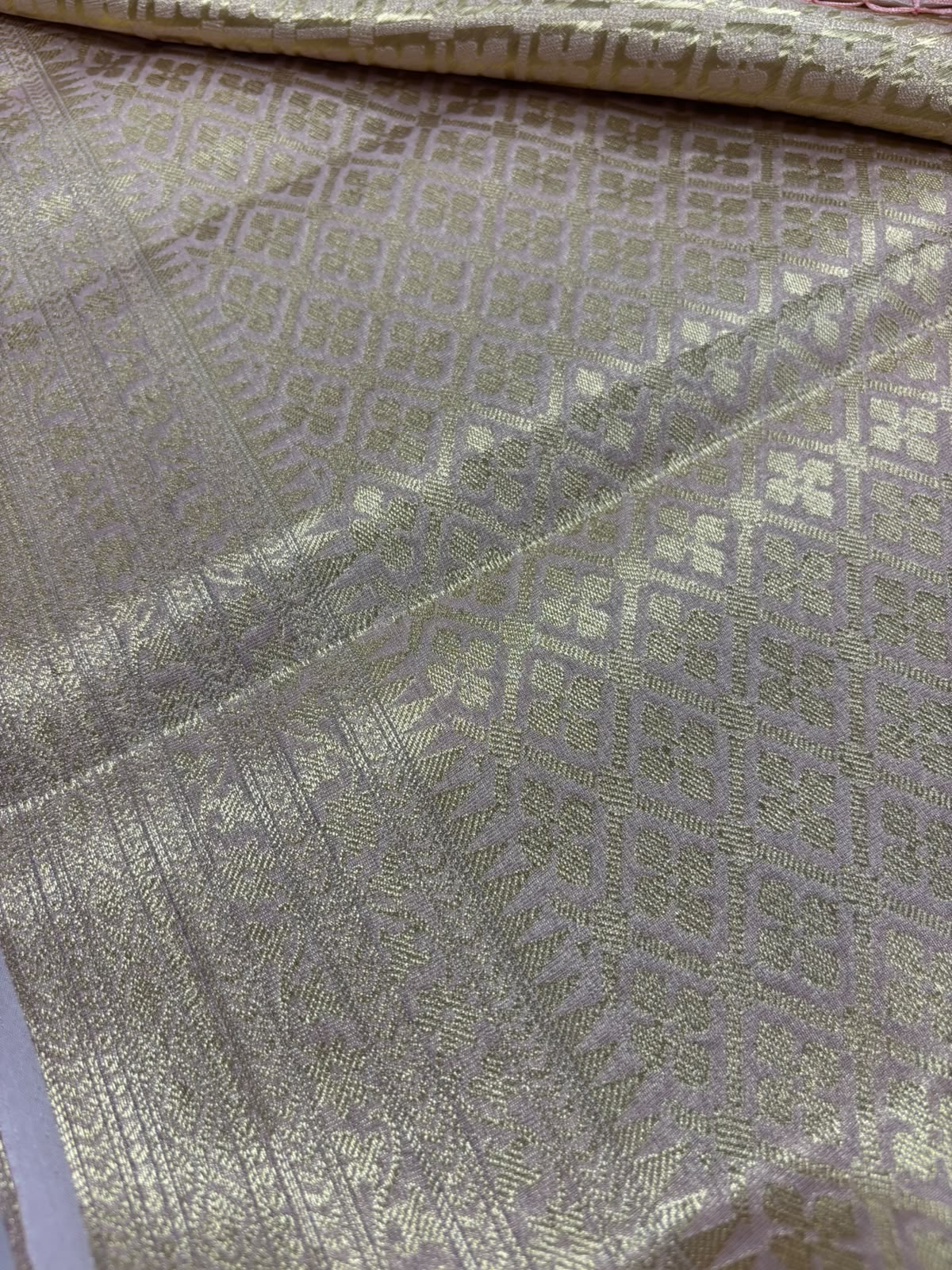 Pink Banarasi Tissue Silk Saree — Stripe Weave, Festive & Trousseau