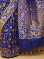 Blue Banarasi Handloom Pure Katan Silk Saree - Luxurion World