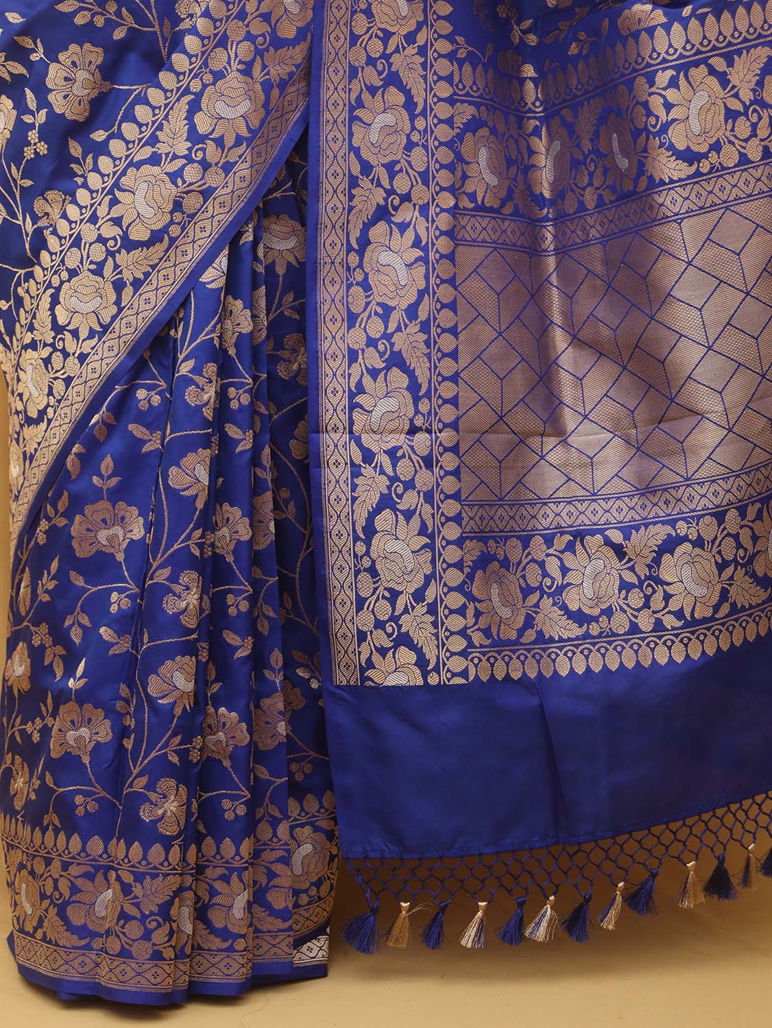 Blue Banarasi Handloom Pure Katan Silk Saree - Luxurion World