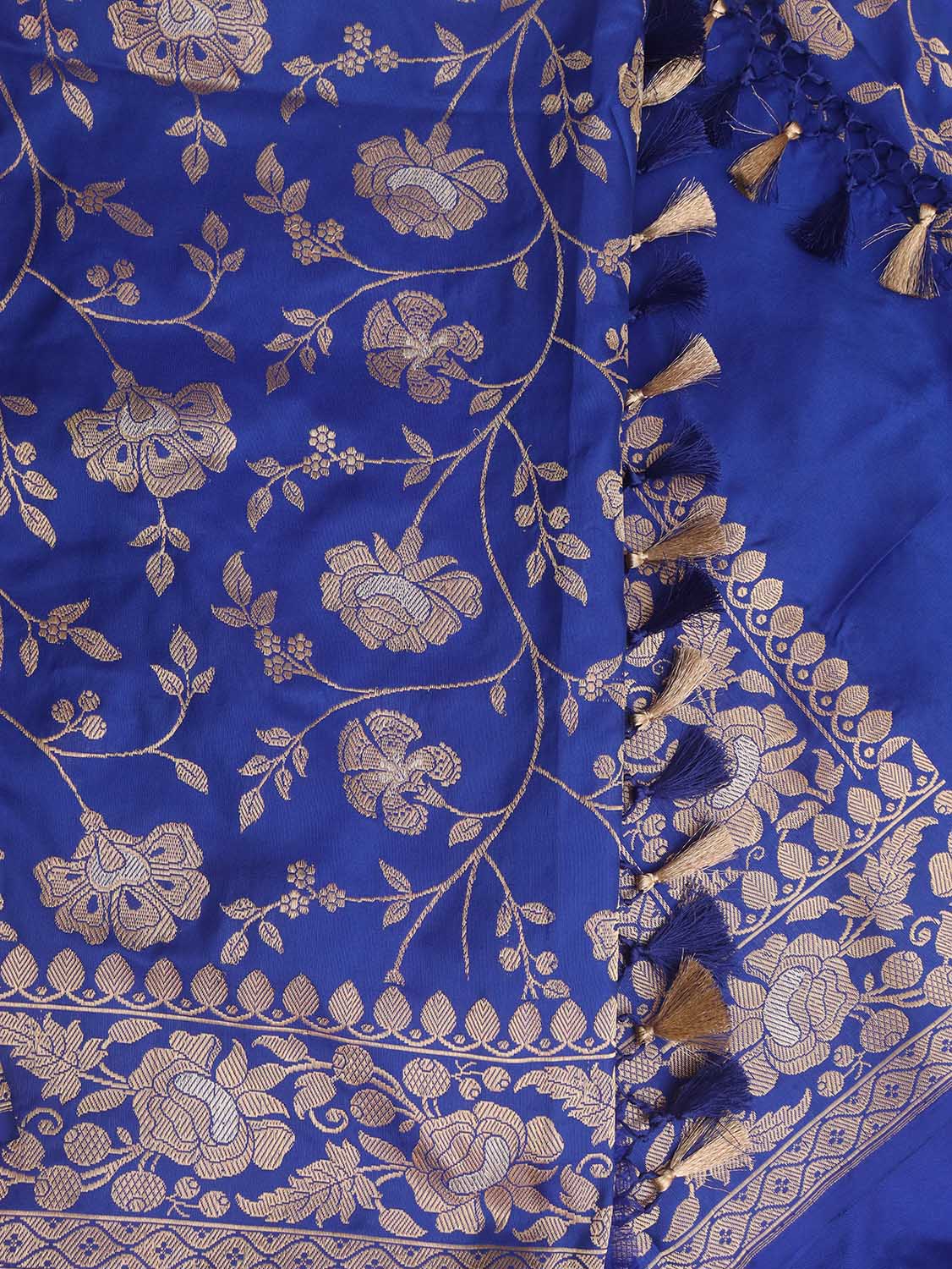 Blue Banarasi Handloom Pure Katan Silk Saree - Luxurion World