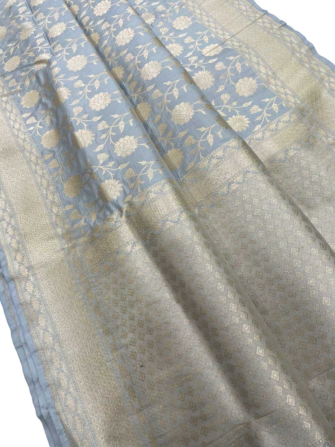 Blue Banarasi Handloom Pure Katan Silk Saree - Luxurion World