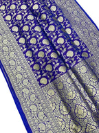 Blue Banarasi Handloom Pure Katan Silk Saree - Luxurion World