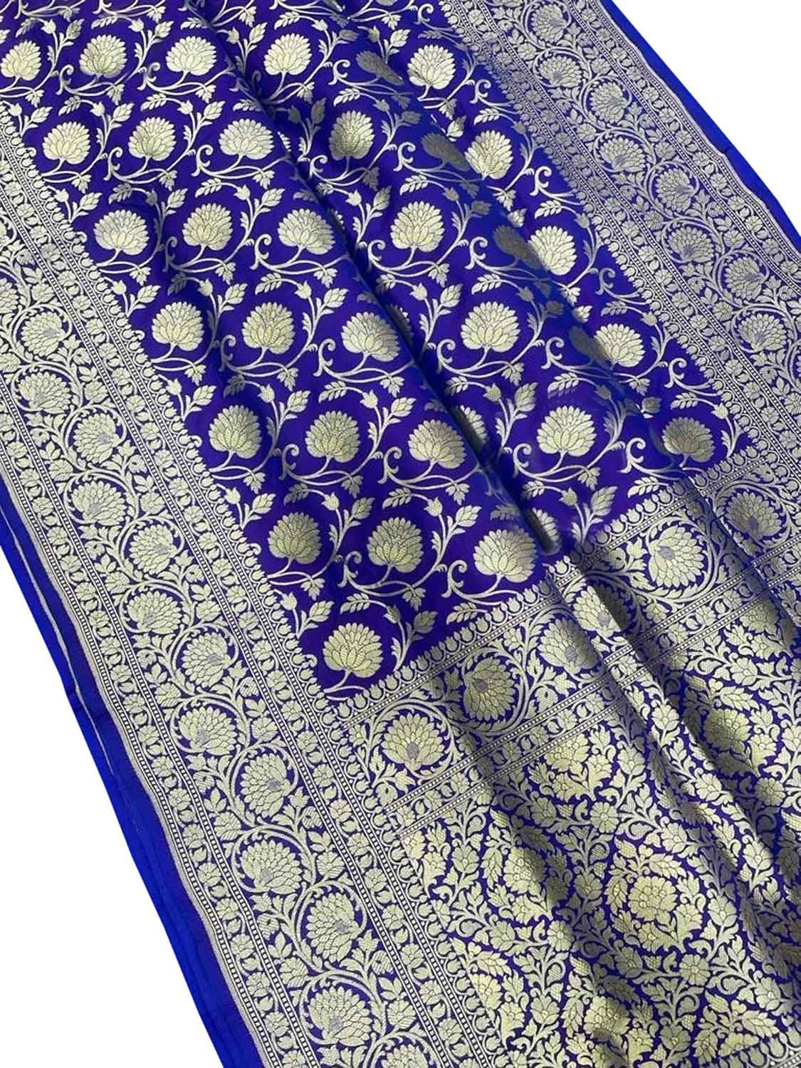 Blue Banarasi Handloom Pure Katan Silk Saree - Luxurion World