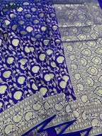 Blue Banarasi Handloom Pure Katan Silk Saree - Luxurion World