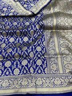 Blue Banarasi Handloom Pure Katan Silk Saree - Luxurion World