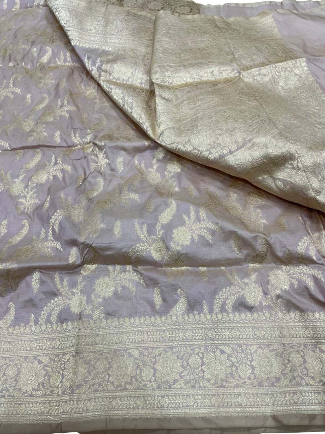 Purple Banarasi Handloom Pure Katan Silk Saree - Luxurion World