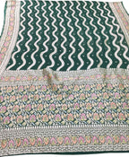 Green Handloom Banarasi Georgette Brush Dye Saree - Luxurion World