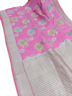 Pink Handloom Banarasi Georgette Brush Dye Saree - Luxurion World