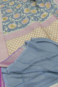 Grey Handloom Banarasi Georgette Brush Dye Saree - Luxurion World