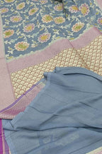 Grey Handloom Banarasi Georgette Brush Dye Saree - Luxurion World