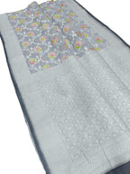 Grey Handloom Banarasi Georgette Brush Dye Saree - Luxurion World