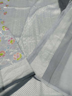 Grey Handloom Banarasi Georgette Brush Dye Saree - Luxurion World