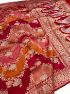 Multicolor Banarasi Rangkat Handloom Pure Katan Silk Saree - Luxurion World