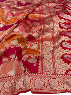 Multicolor Banarasi Rangkat Handloom Pure Katan Silk Saree - Luxurion World