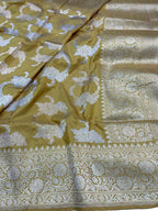 Yellow Banarasi Handloom Pure Katan Silk Saree - Luxurion World