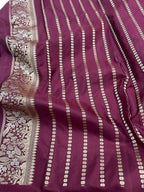 Maroon Banarasi Handloom Pure Katan Silk Saree - Luxurion World